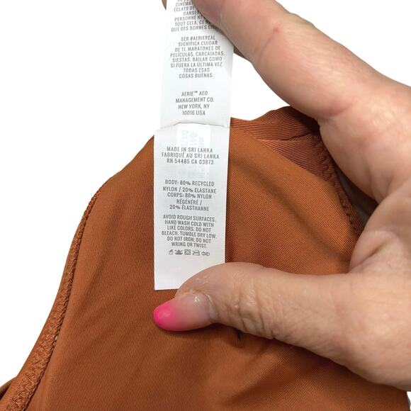 Aerie Eco Twist Scoop Bikini Top Small Jupiter Brown NWT Swim - Picture 5 of 6